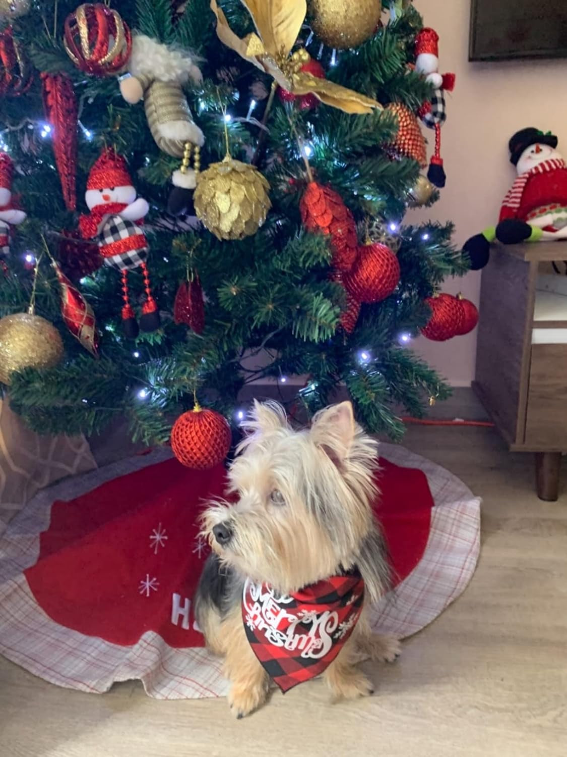 Dog Christmas Bandana Classic Buffalo Plaid Pets Scarf Triangle Bibs Kerchief for Small Medium Large Dogs Cats Pets